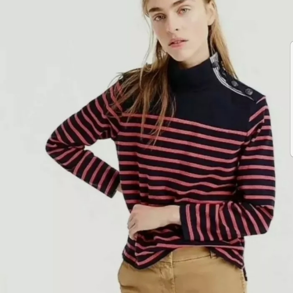 J.Crew mock neck striped sweater